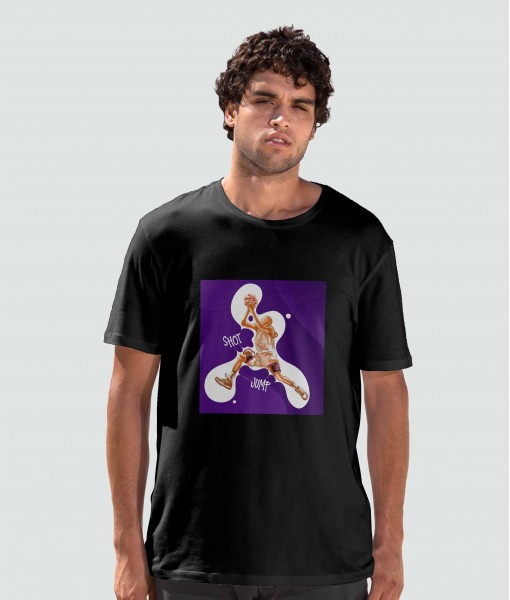 Мъжка тениска с щампа Спортни Илюстрации Basketball Jump shot - TShirtArtShop.com